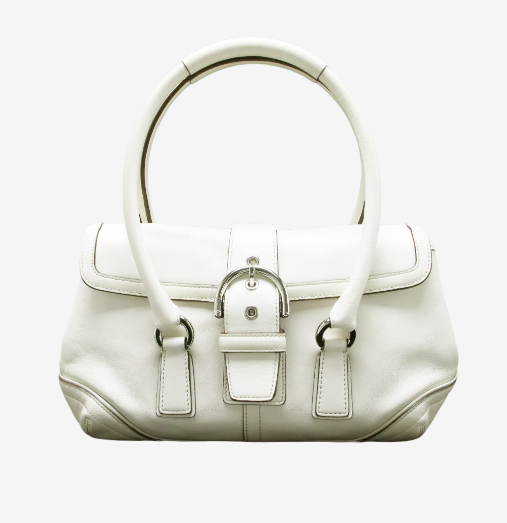 Coach Soft White Leather Satchel Nickel Hardware