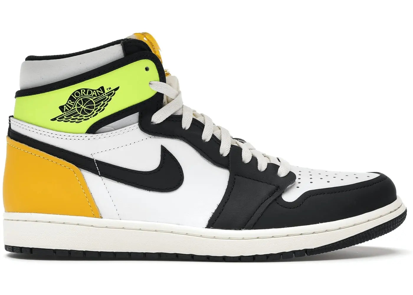 Jordan 1 Retro High White Black Volt University Gold Prior