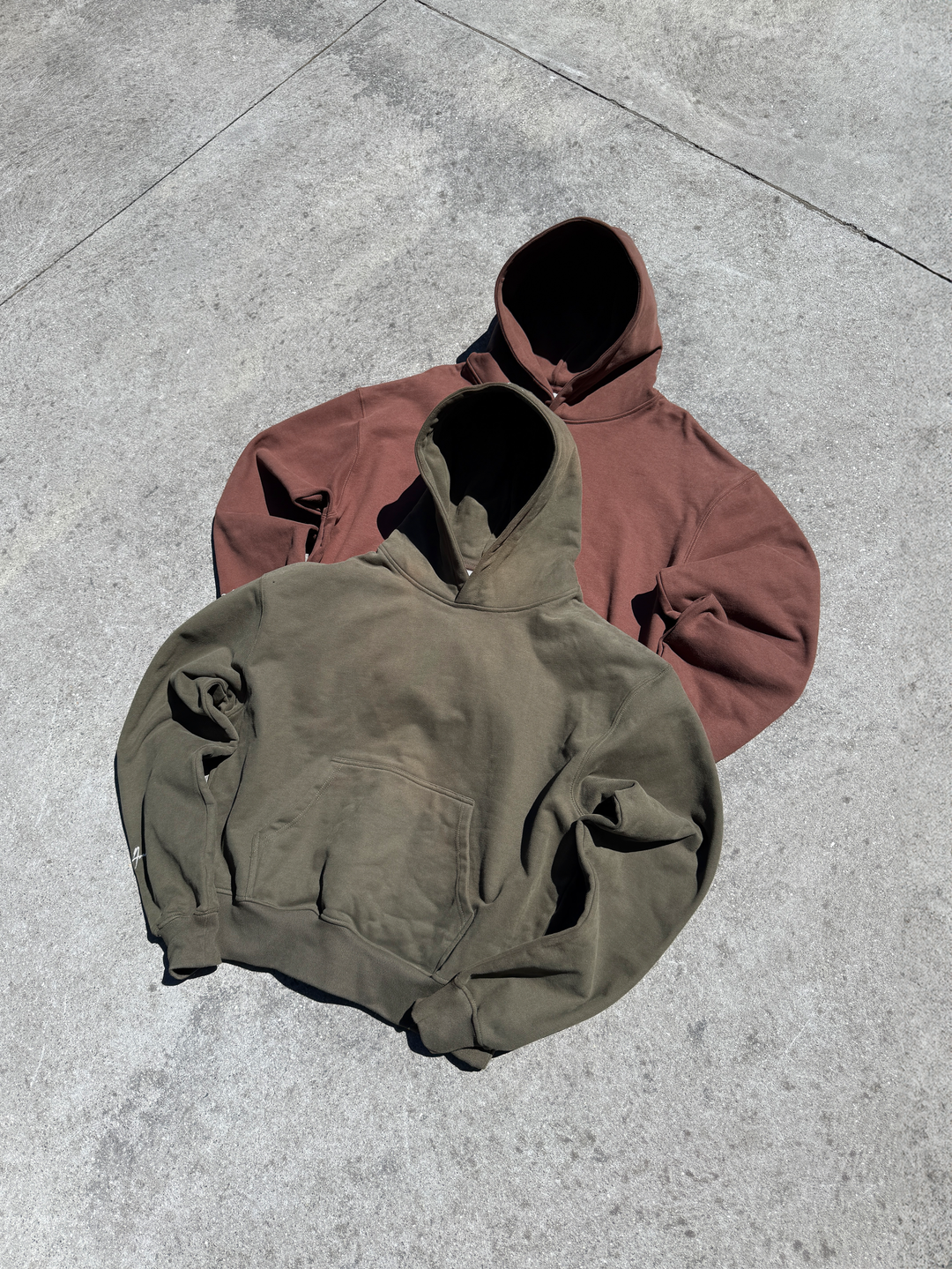 Prior Embroidery Logo Oversized Cropped Hoodie Cocoa