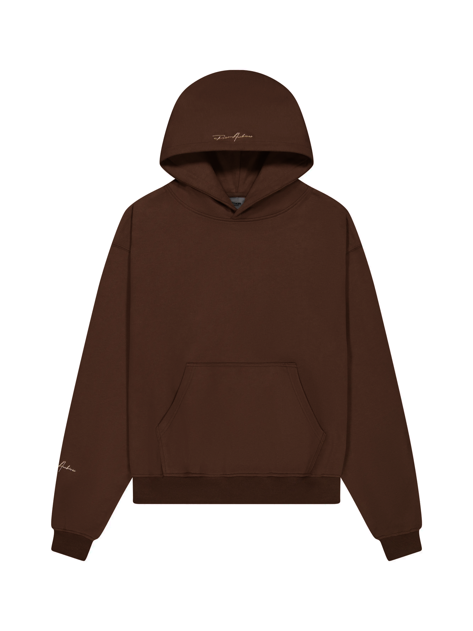 Prior Embroidery Logo Oversized Cropped Hoodie Cocoa