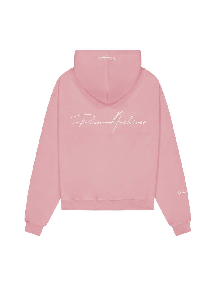 Prior Embroidery Logo Oversized Cropped Hoodie Sakura