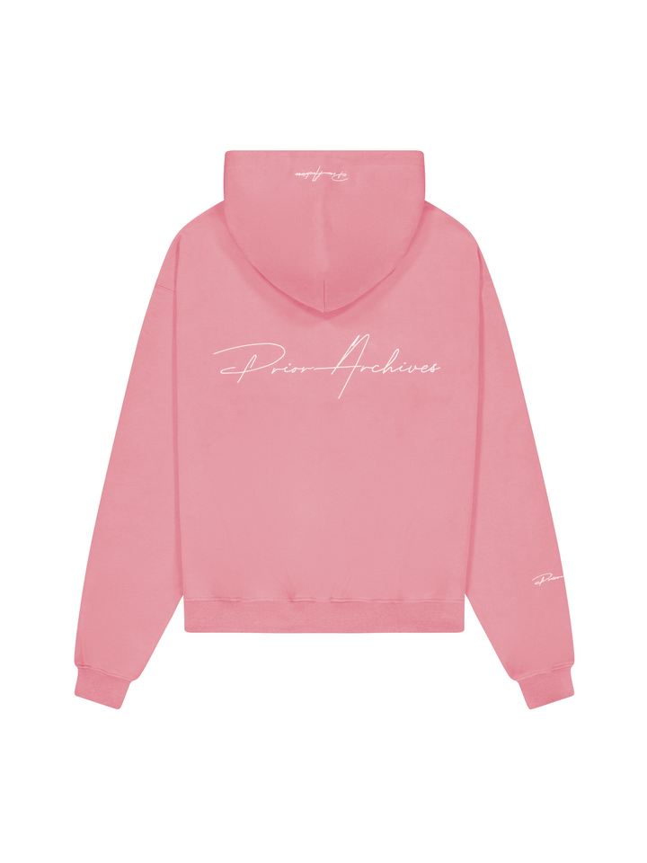 Prior Embroidery Logo Oversized Cropped Hoodie Sakura