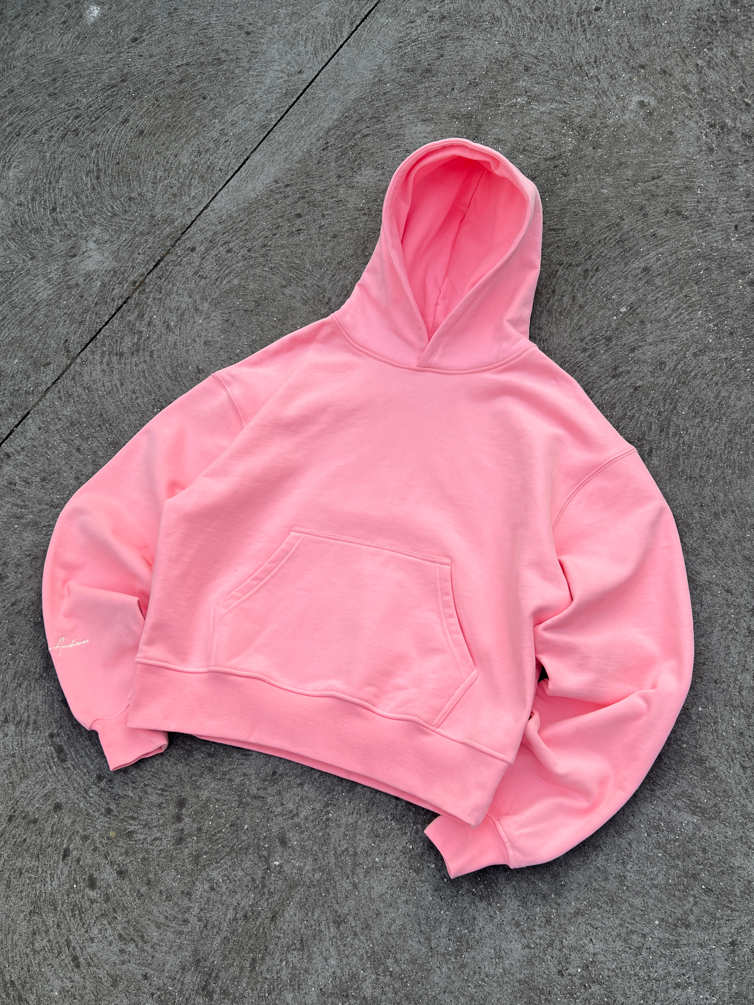 Prior Embroidery Logo Oversized Cropped Hoodie Sakura