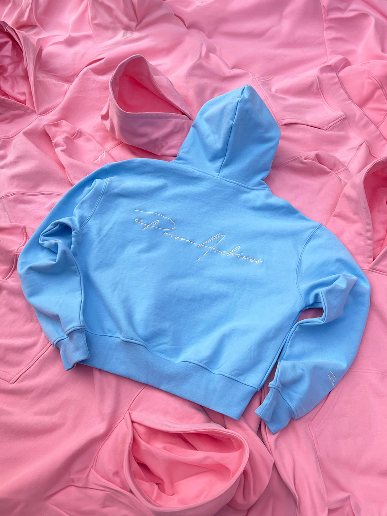 Prior Embroidery Logo Oversized Cropped Hoodie Coast