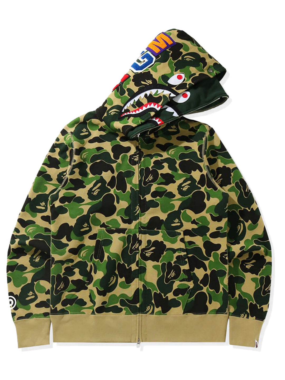 A Bathing Ape Big ABC Camo Shark Wide Full Zip Double Hoodie Green Prior