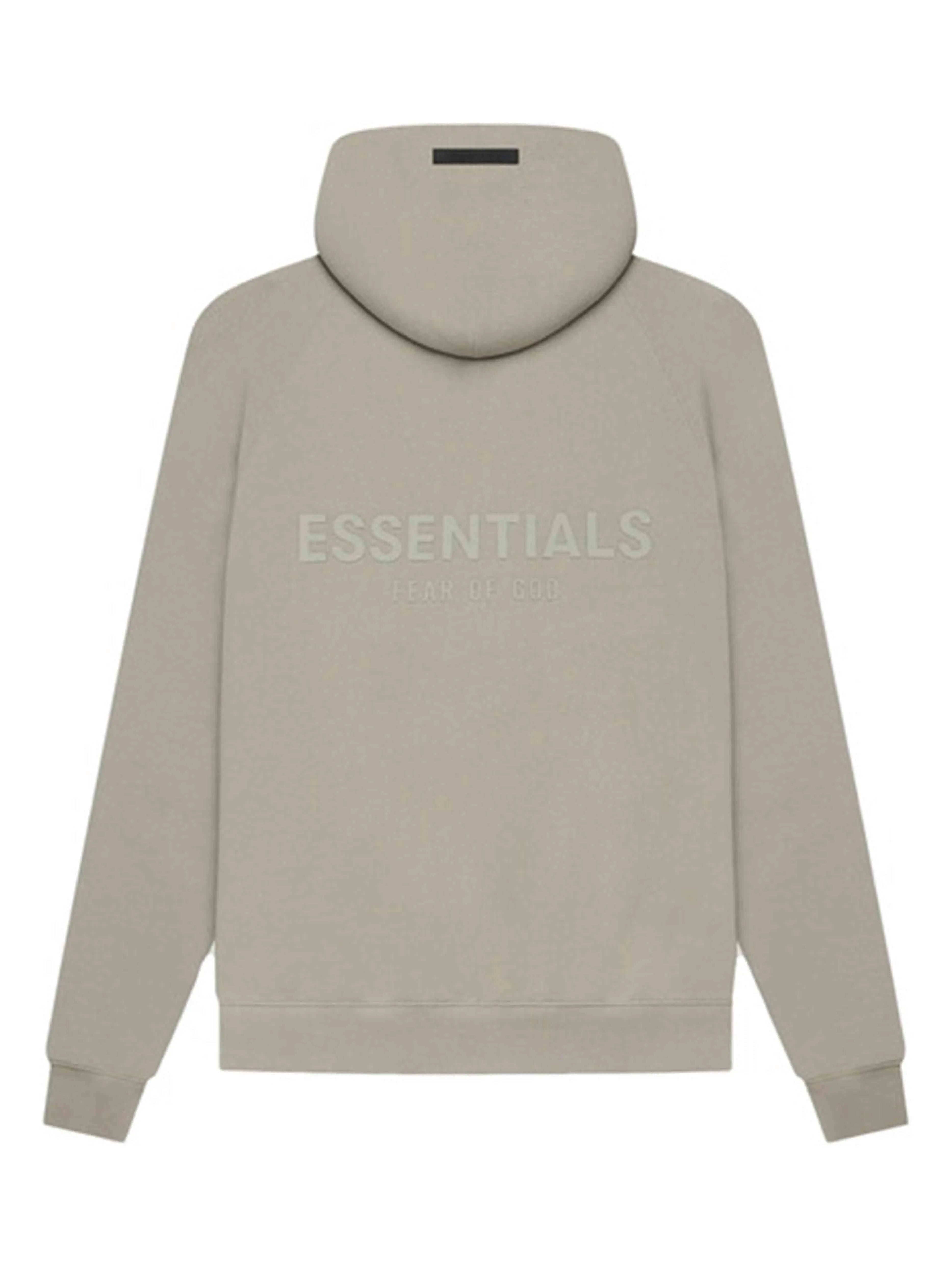 Fear of god essentials 3d silicon applique pullover hoodie moss sale