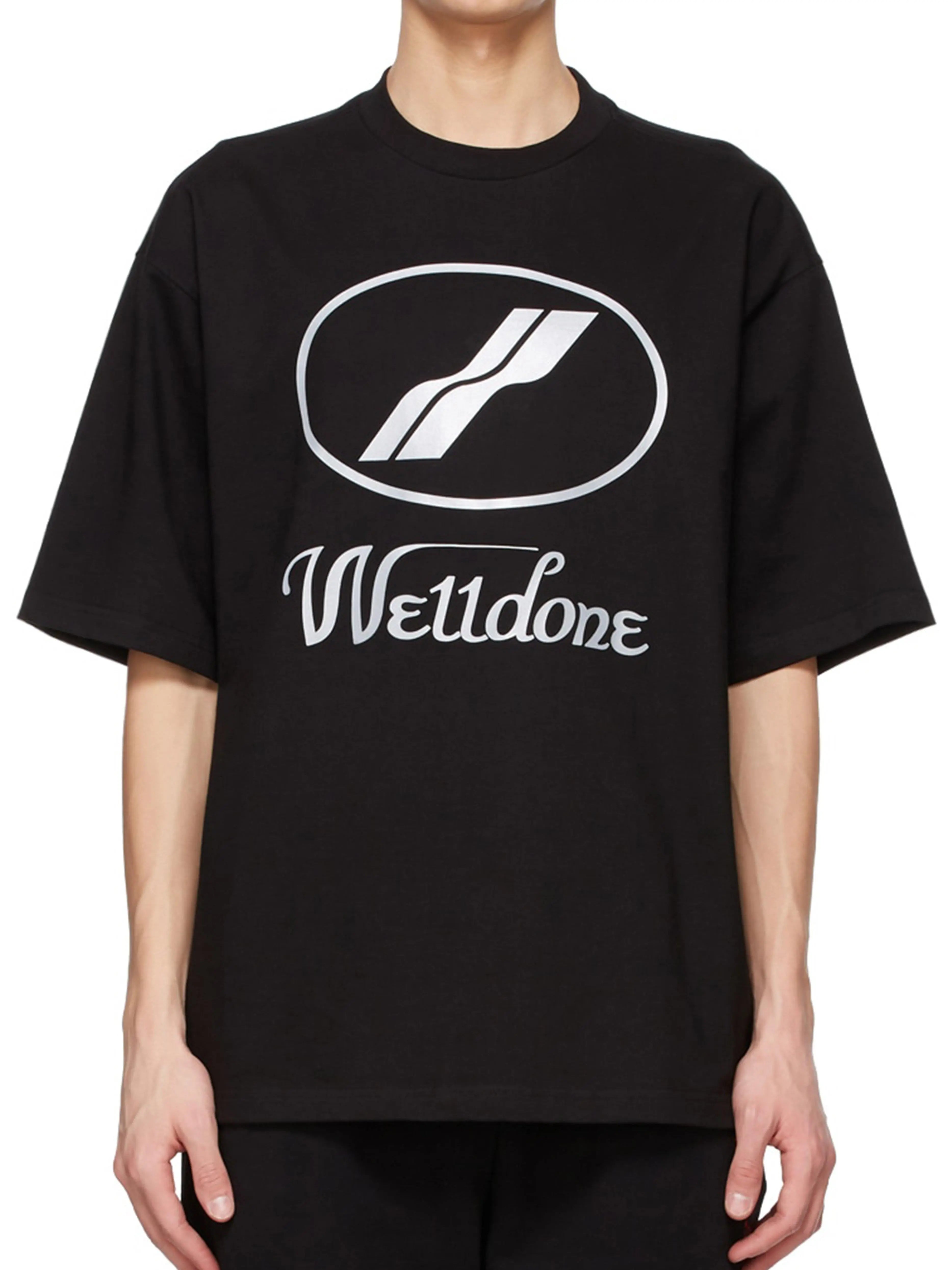 We11done Black Reflective Logo Tee - Prior